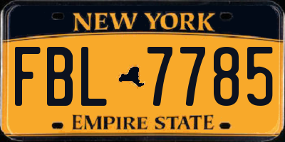 NY license plate FBL7785