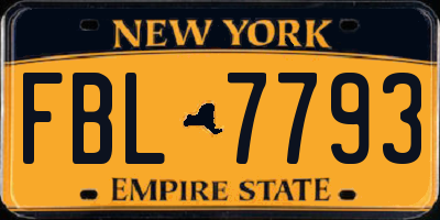 NY license plate FBL7793