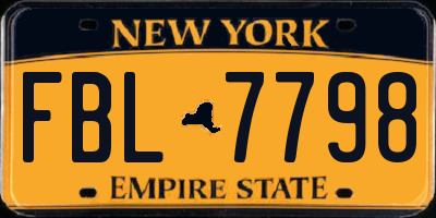 NY license plate FBL7798