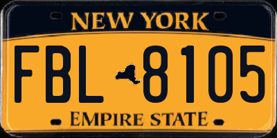 NY license plate FBL8105