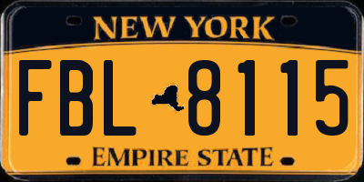 NY license plate FBL8115