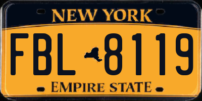 NY license plate FBL8119