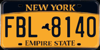 NY license plate FBL8140