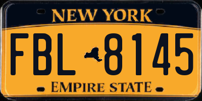NY license plate FBL8145
