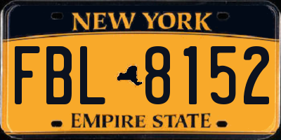 NY license plate FBL8152