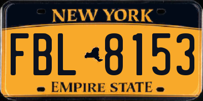 NY license plate FBL8153