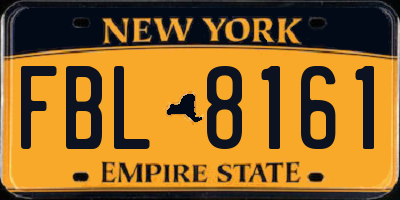 NY license plate FBL8161