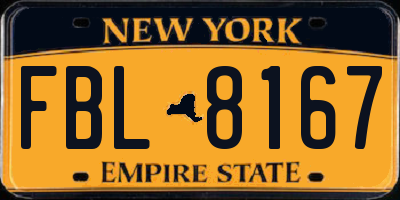 NY license plate FBL8167