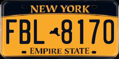 NY license plate FBL8170