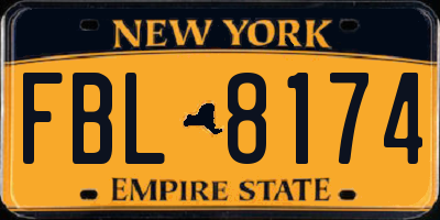 NY license plate FBL8174