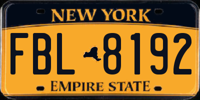 NY license plate FBL8192