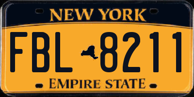 NY license plate FBL8211