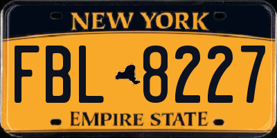 NY license plate FBL8227