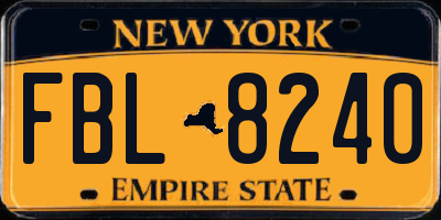 NY license plate FBL8240