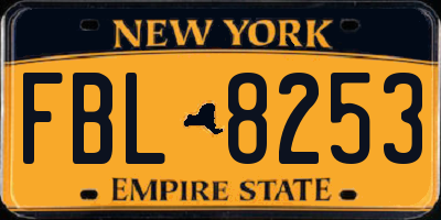 NY license plate FBL8253