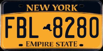 NY license plate FBL8280