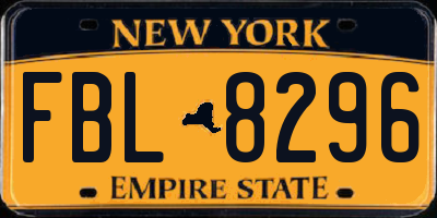 NY license plate FBL8296