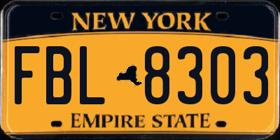 NY license plate FBL8303
