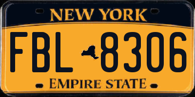 NY license plate FBL8306