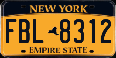 NY license plate FBL8312