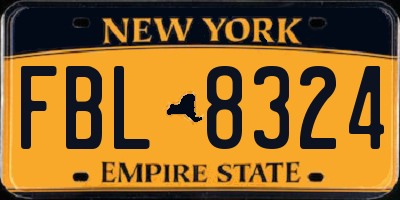 NY license plate FBL8324