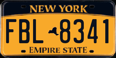 NY license plate FBL8341