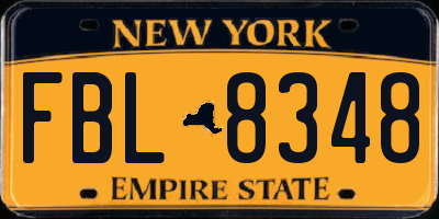 NY license plate FBL8348