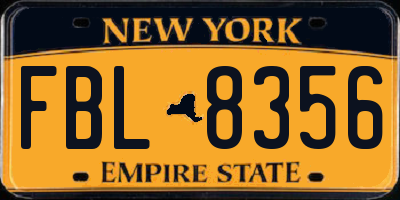 NY license plate FBL8356