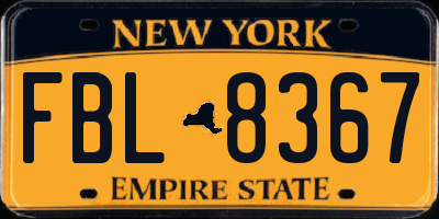 NY license plate FBL8367