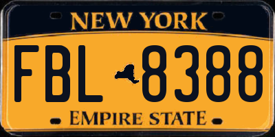 NY license plate FBL8388