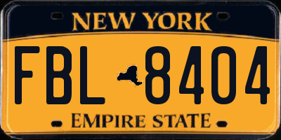 NY license plate FBL8404