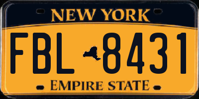 NY license plate FBL8431