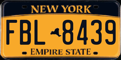 NY license plate FBL8439