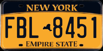 NY license plate FBL8451