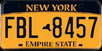 NY license plate FBL8457