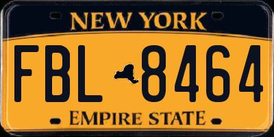 NY license plate FBL8464