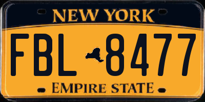 NY license plate FBL8477