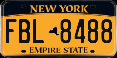 NY license plate FBL8488