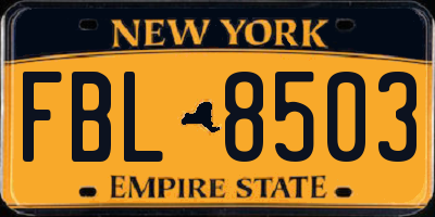 NY license plate FBL8503
