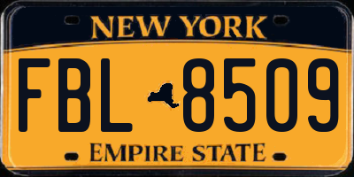 NY license plate FBL8509