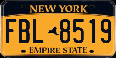 NY license plate FBL8519