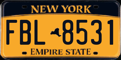 NY license plate FBL8531