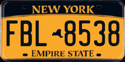 NY license plate FBL8538