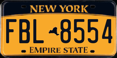 NY license plate FBL8554