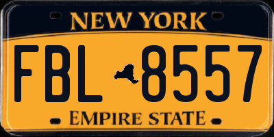 NY license plate FBL8557