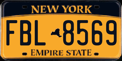 NY license plate FBL8569