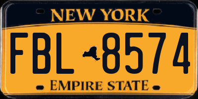NY license plate FBL8574
