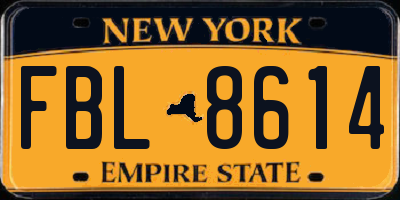 NY license plate FBL8614