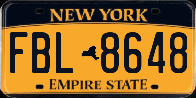 NY license plate FBL8648