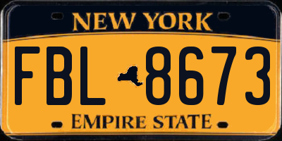 NY license plate FBL8673